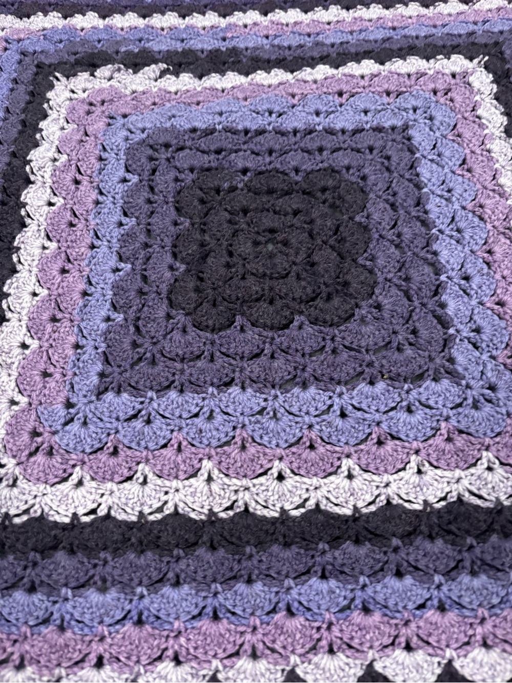 Grandma Core Handmade Crochet Throw Blanket Multi Shade of Purple